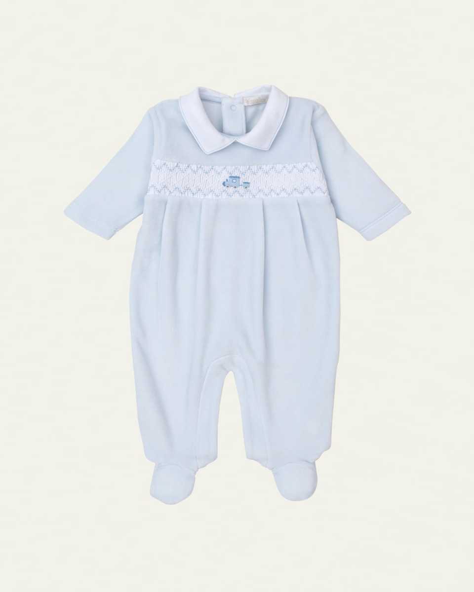 Boy's Fall Medley 24 Velour Hand Smocked Footie, Size Newborn-9