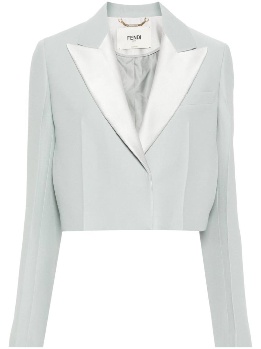 cropped contrast-panel blazer