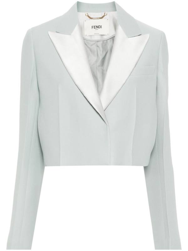 cropped contrast-panel blazer
