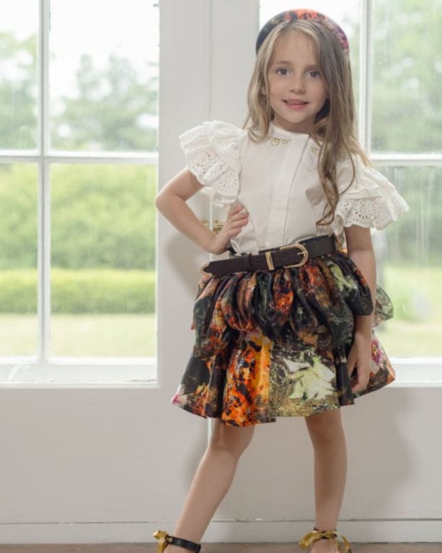 Girl's Alexis Blouse & Belted Skirt Set, Size 12M-10