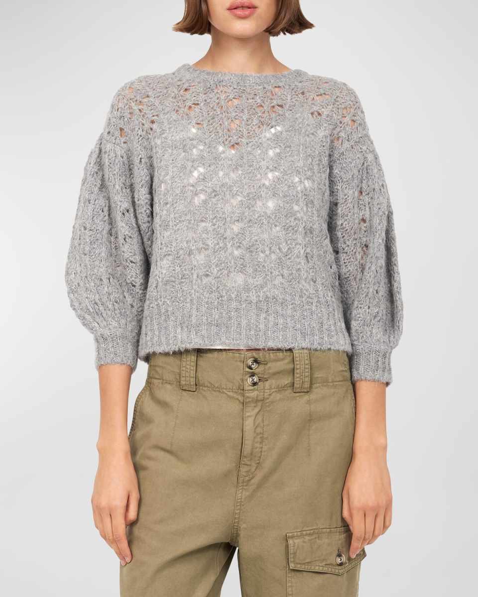 Concetta Blouson-Sleeve Knit Sweater