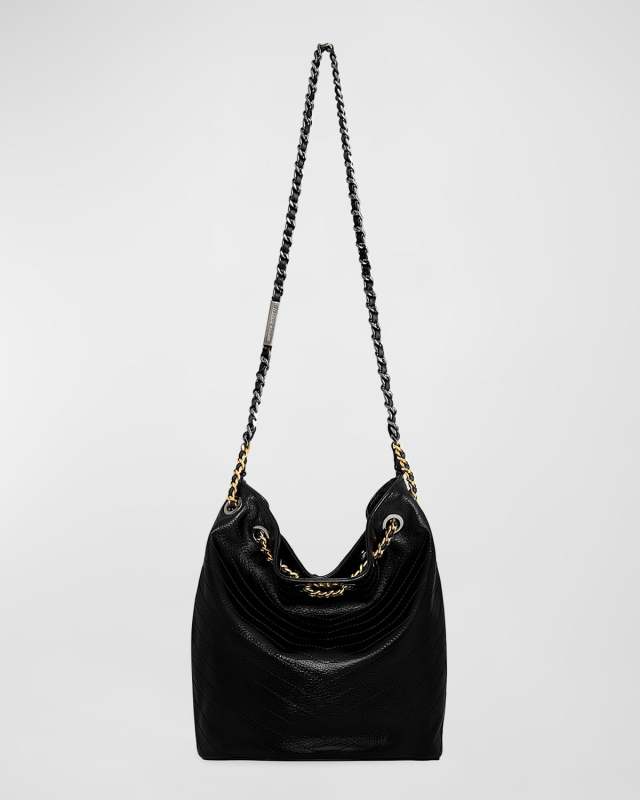 Quilted Two-Tone Chain Bucket Bag