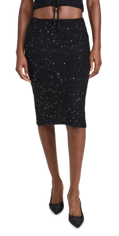 GUIZIO Miki Sequin Knit Skirt Black