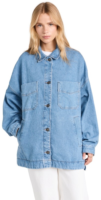 Free People Madison City Denim Jacket Solar Wash