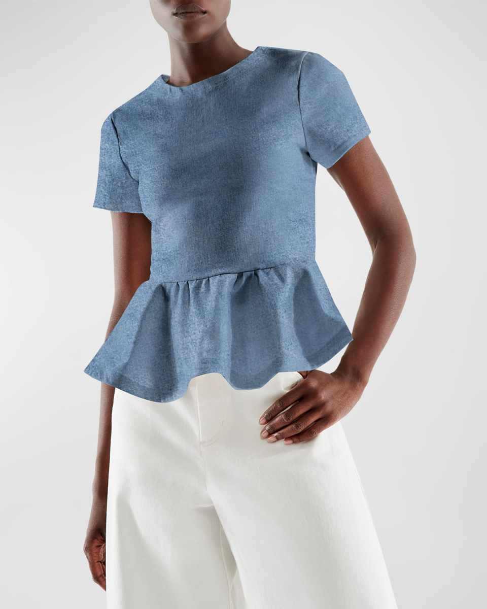 Dominga Denim Peplum Top