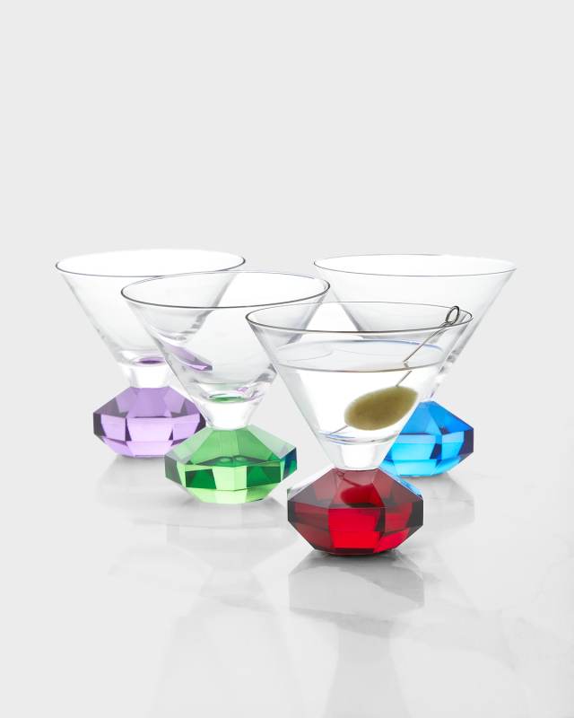 Gem Stone Martini Glasses, Set of 4