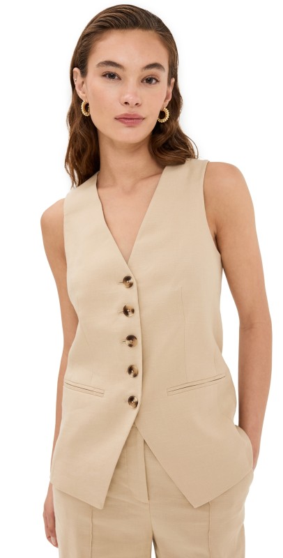 Veronica Beard Liff Vest Stone Khaki