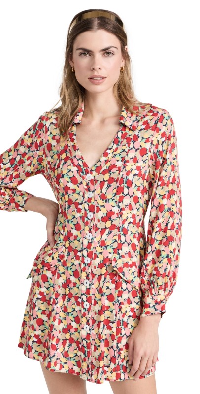 RIXO Olina Dress Spring Tulip Red