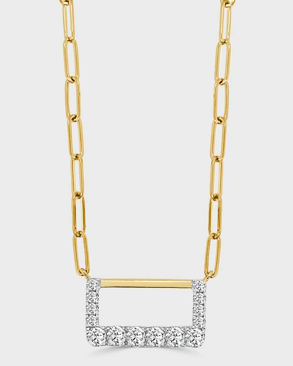 Small Rectangular Shape Diamond Pendant Necklace
