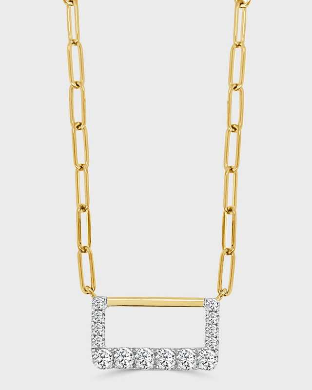Small Rectangular Shape Diamond Pendant Necklace