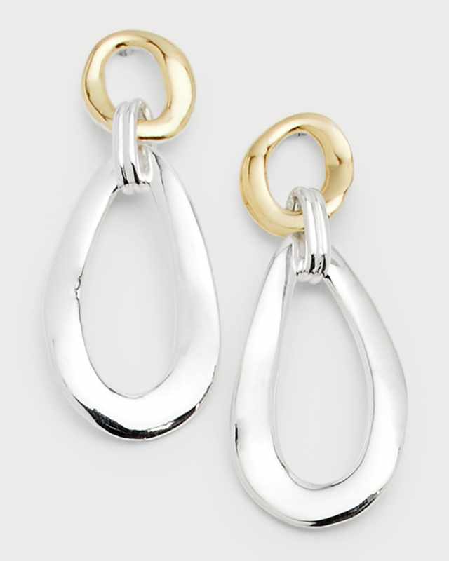 Small Smooth Snowman Double Drop Earrings in Chimera