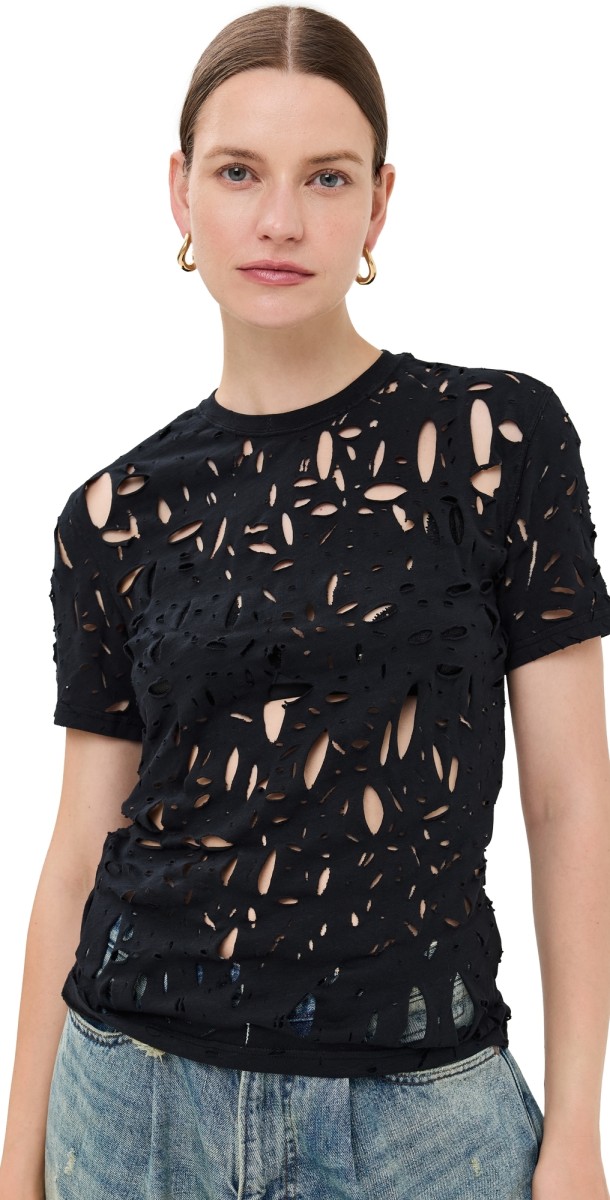 R13 Shredded Tee Black