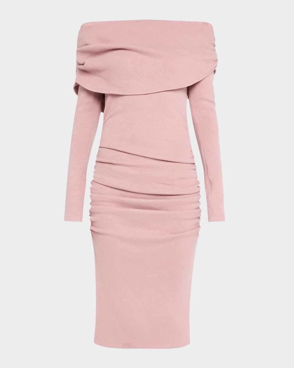 Harmon Off-Shoulder Knit Midi Sheath Dress