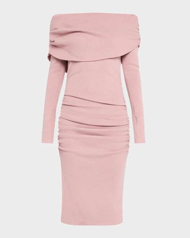 Harmon Off-Shoulder Knit Midi Sheath Dress