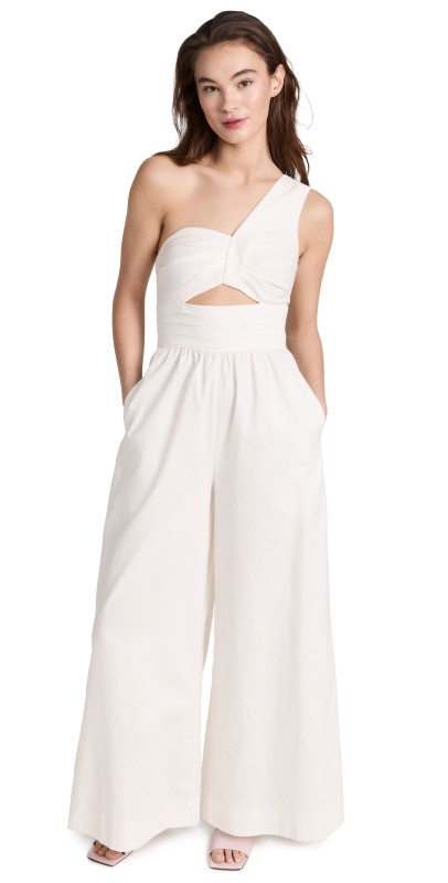 AMUR Laurie One Shoulder Jumpsuit Off-White