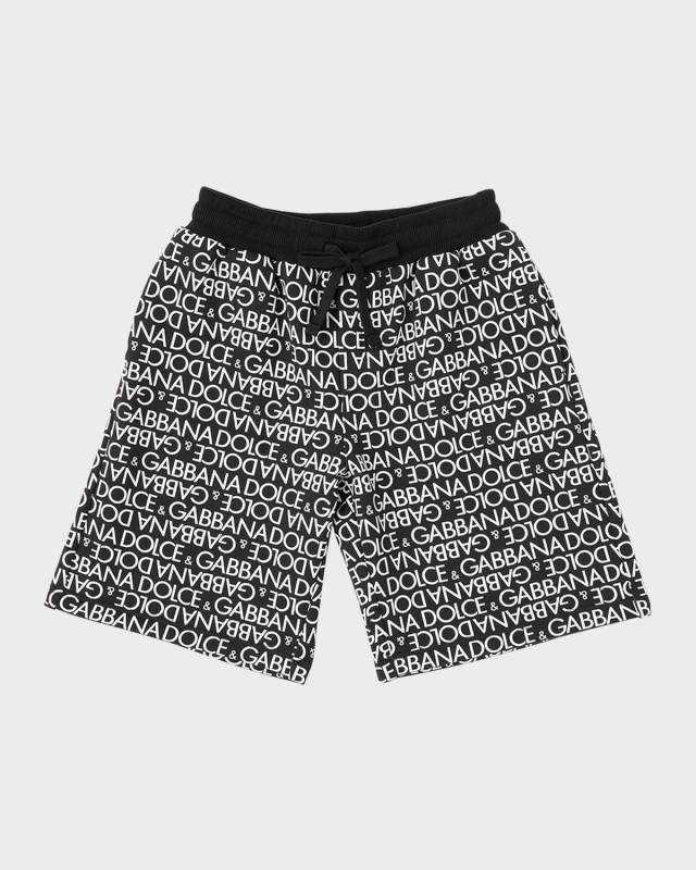 Boy's Logo-Print Cotton Jogging Shorts, Size 4-