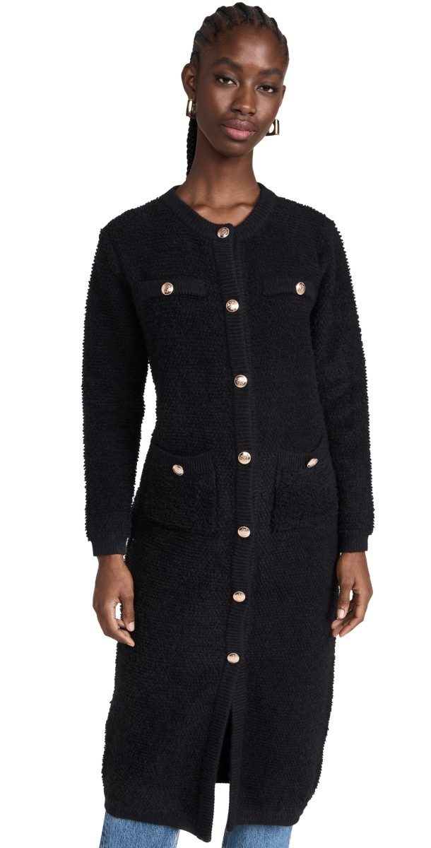Line & Dot Ivy Boucle Cardigan Black