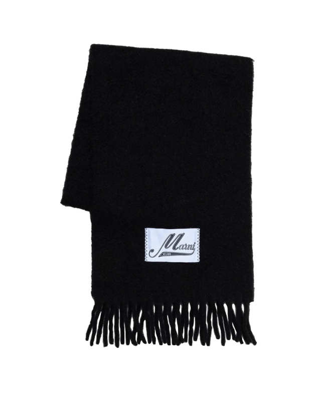 Black Alpaca Wool Scarf