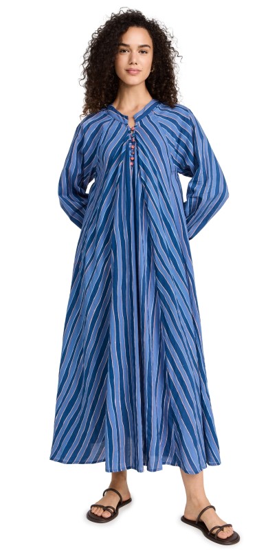 Natalie Martin Collection Fiore Maxi Dress Batik Stripe Navy