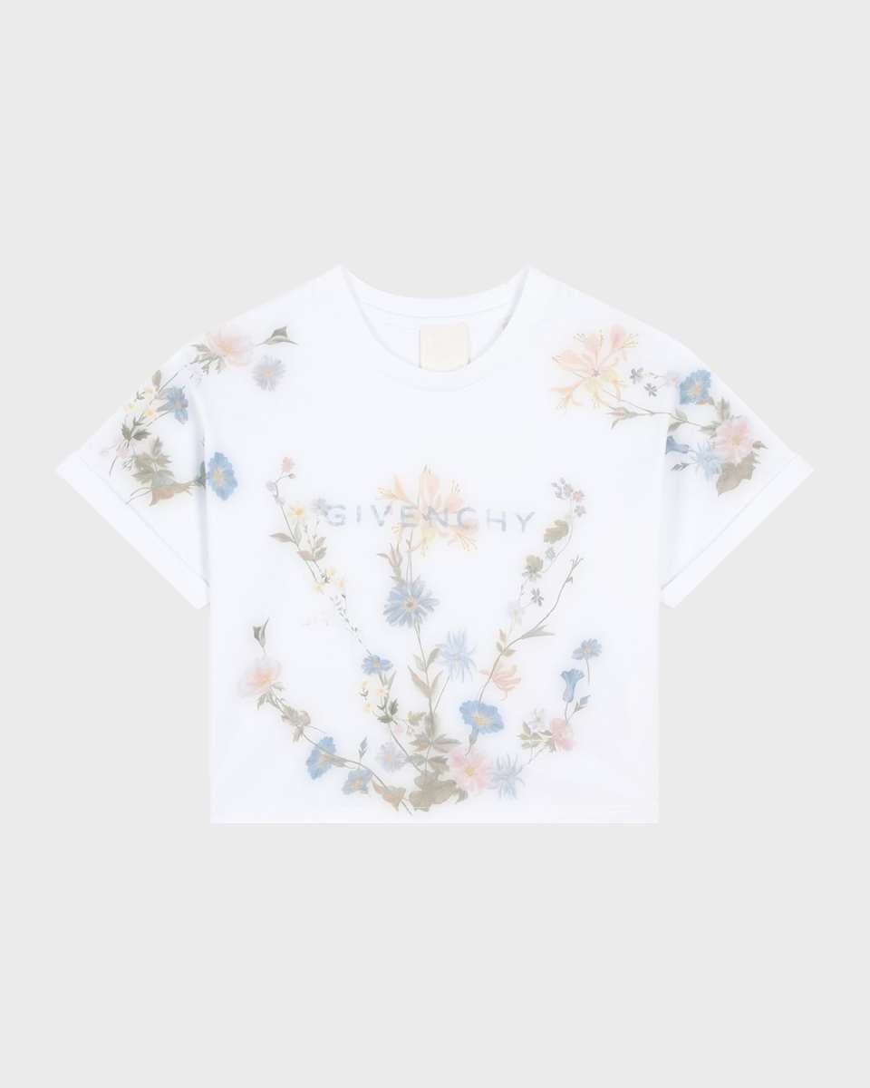 Girl's Floral Logo-Print T-Shirt, Size 8-14