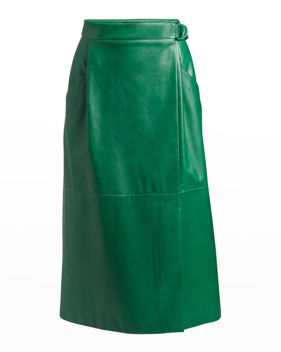 Nappa Leather Midi Wrap Skirt