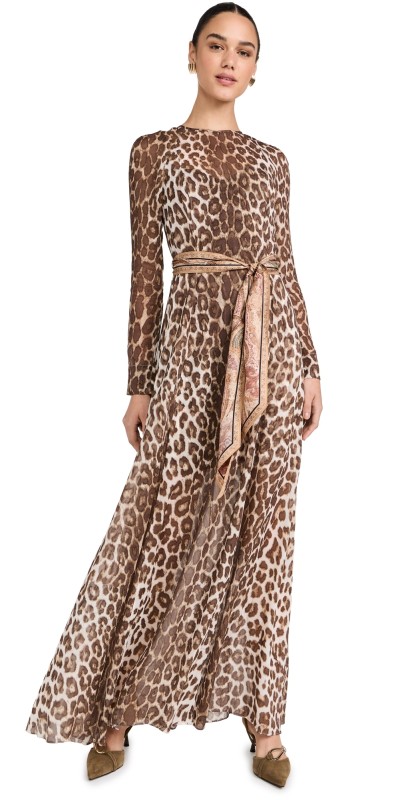 Zimmermann Illustration Sheath Dress Chocolate Leopard