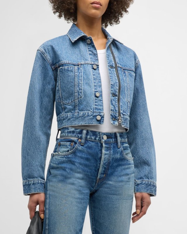 Bayview Zip Cropped Denim Jacket