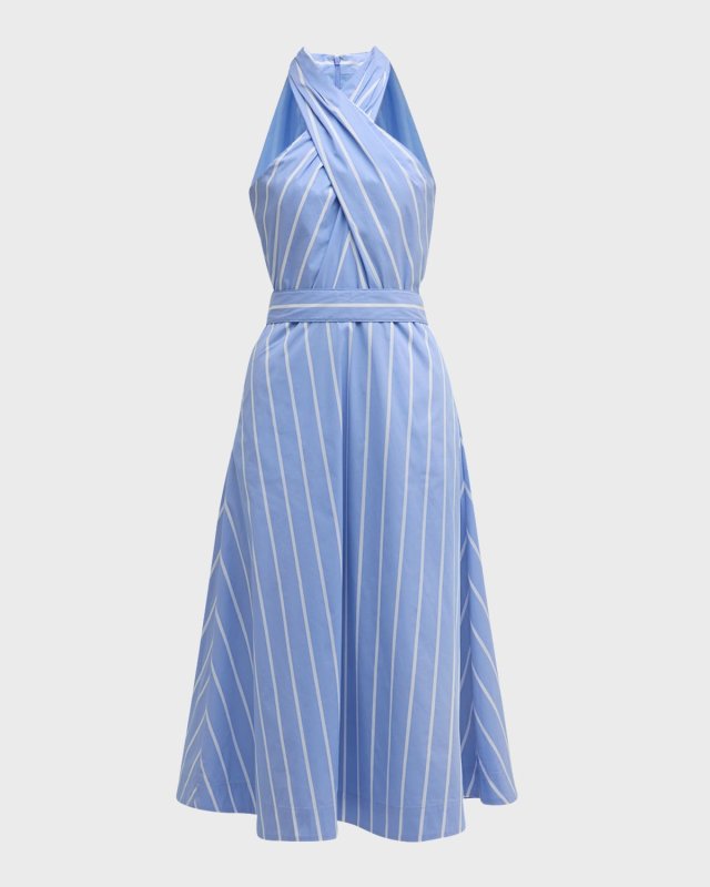 Baylee Stripe Halter Midi Dress