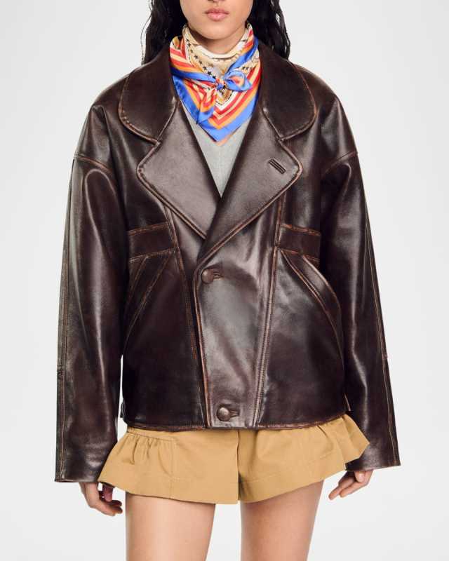 Clem Wrap Distressed Lambskin Leather Jacket