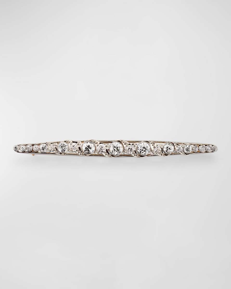 Estate Edwardian Platinum and 14K Yellow Gold Diamond Tapered Bar Pin
