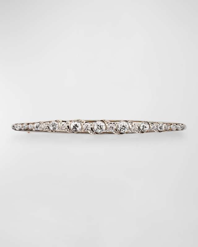 Estate Edwardian Platinum and 14K Yellow Gold Diamond Tapered Bar Pin