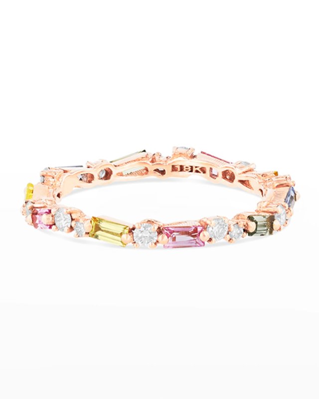 Pastel Sapphire Thin Mix Eternity Band Ring