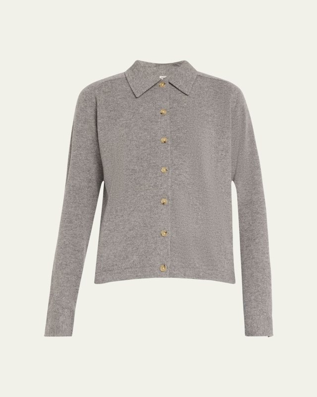 Cashmere Knit Button-Front Cardigan