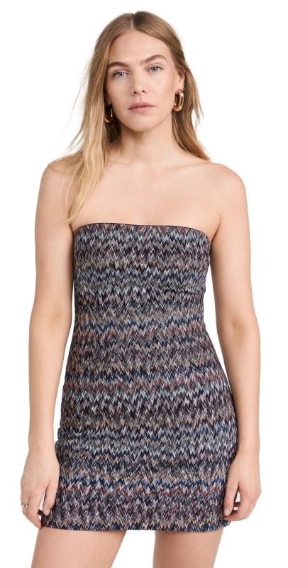 Missoni Sleeveless Short Dress Multicolor On Black Base