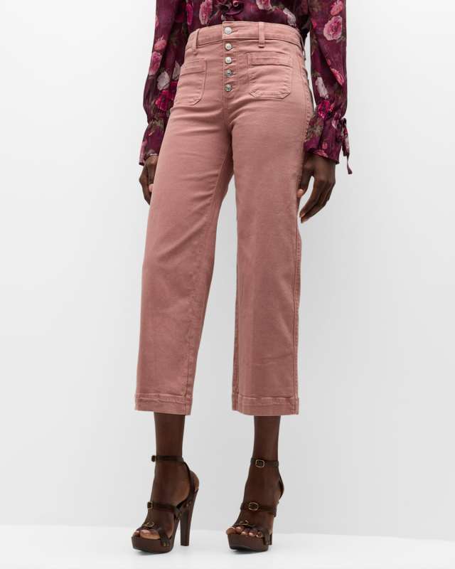Anessa Cropped Wide-Leg Patch Pocket Jeans