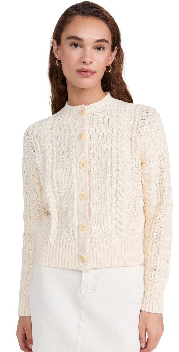 Alex Mill Cable Knit Nico Chunky Cardigan Ivory