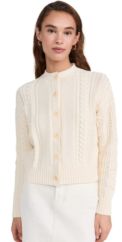 Alex Mill Cable Knit Nico Chunky Cardigan Ivory