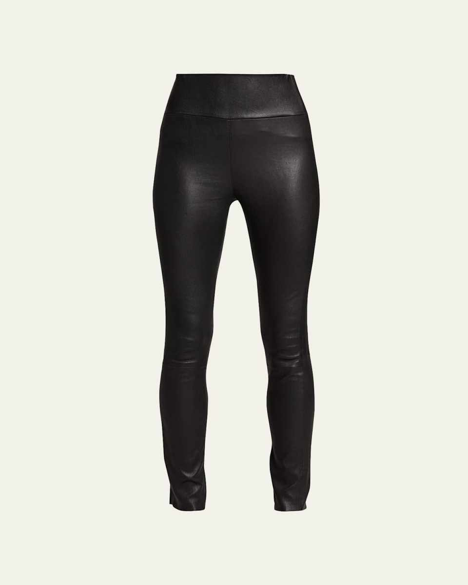 High-Waist Leather Ankle Leggings