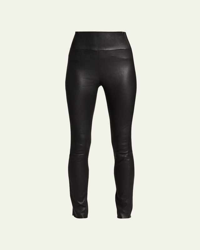 High-Waist Leather Ankle Leggings