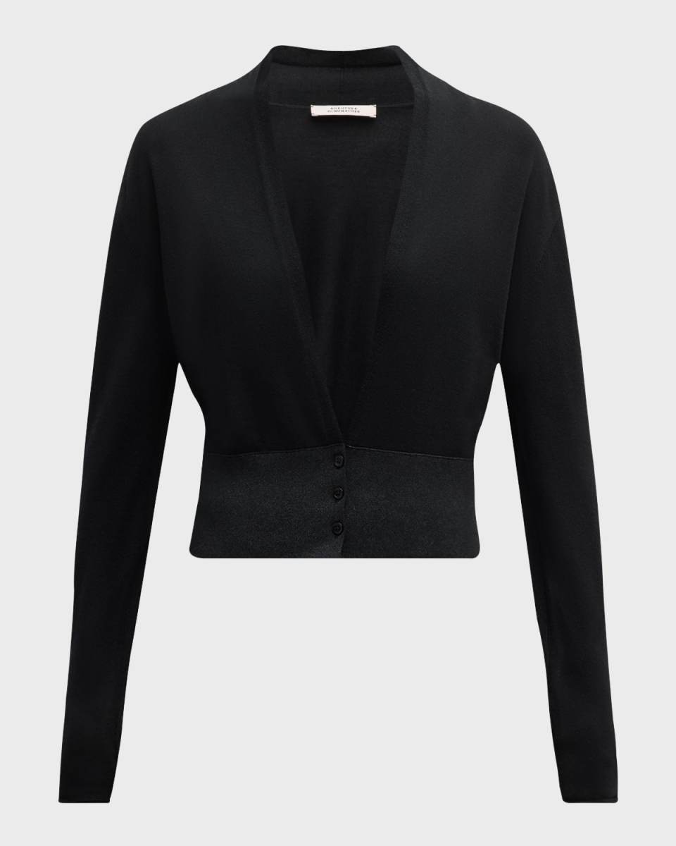 Shimmering Merino Deep V-Neck Cardigan