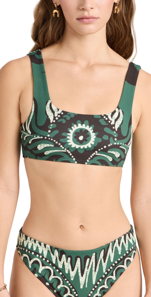 Sea Charlough Print Bikini Top Green