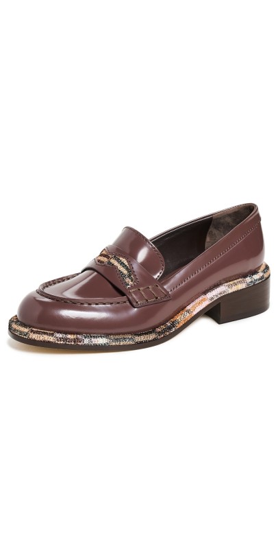 Missoni Jo Flats Calfskin Brown/Fabric Metallic