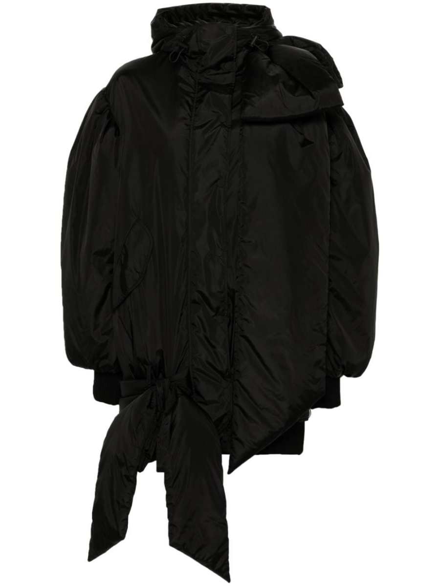 bow-detail padded coat