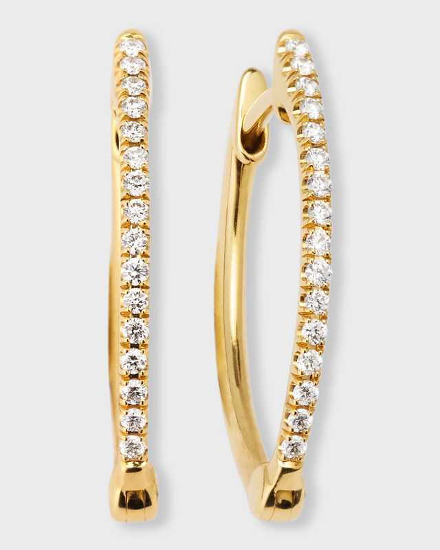 Sparkle 18K Yellow Gold Petite V-Shape Diamond Hoop Earrings