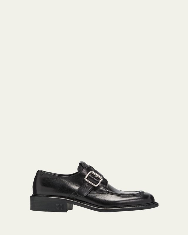 Buffalo Leather Buckle Loafers