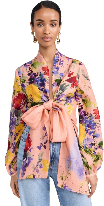 Silvia Tcherassi Floral Blouse Apricot Spring Garden