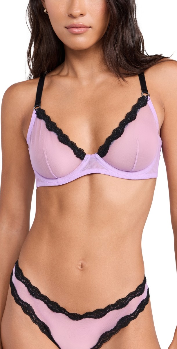 Fleur du Mal Sheer Tulle Demi Bra Spring Lavender