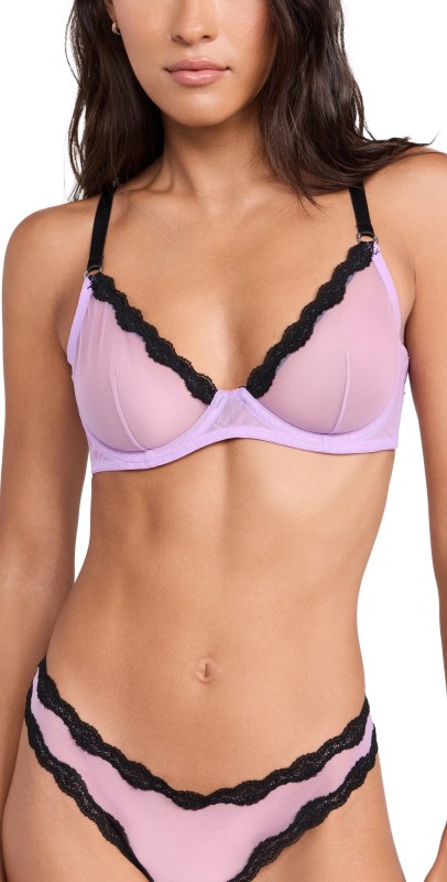 Fleur du Mal Sheer Tulle Demi Bra Spring Lavender