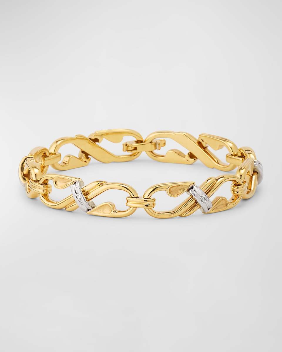 Estate 18K Gold Diamond X Link Bracelet