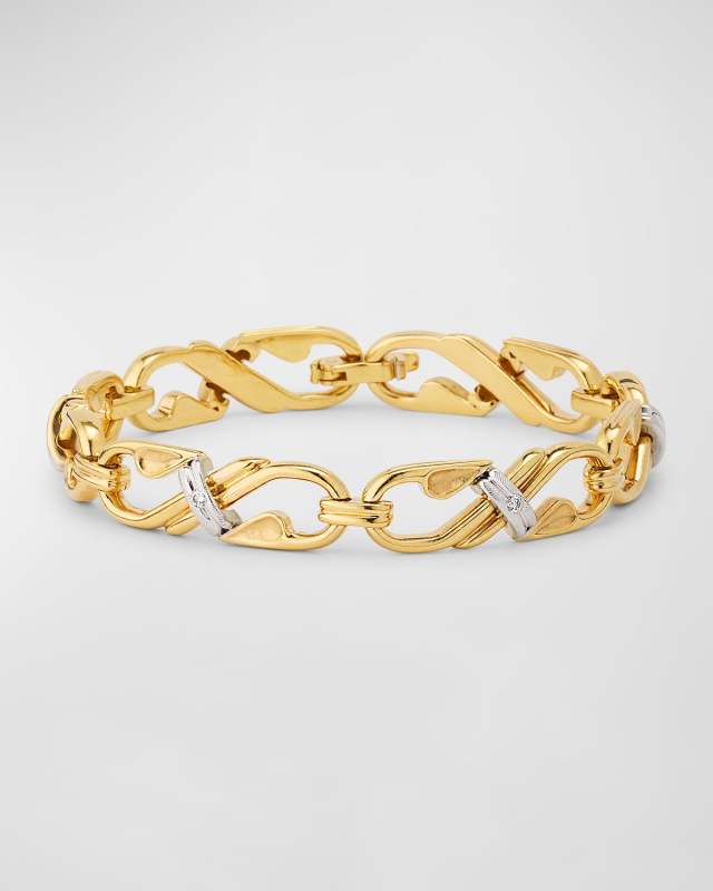 Estate 18K Gold Diamond X Link Bracelet